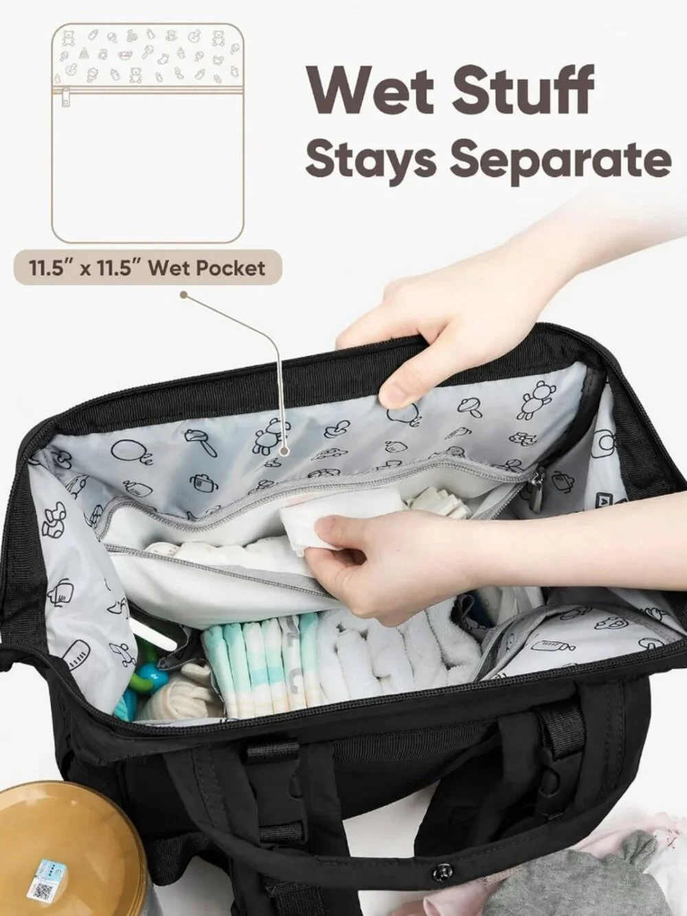Stylish Baby Diaper Backpack with Changing Pad, Insulated Bottle Holders